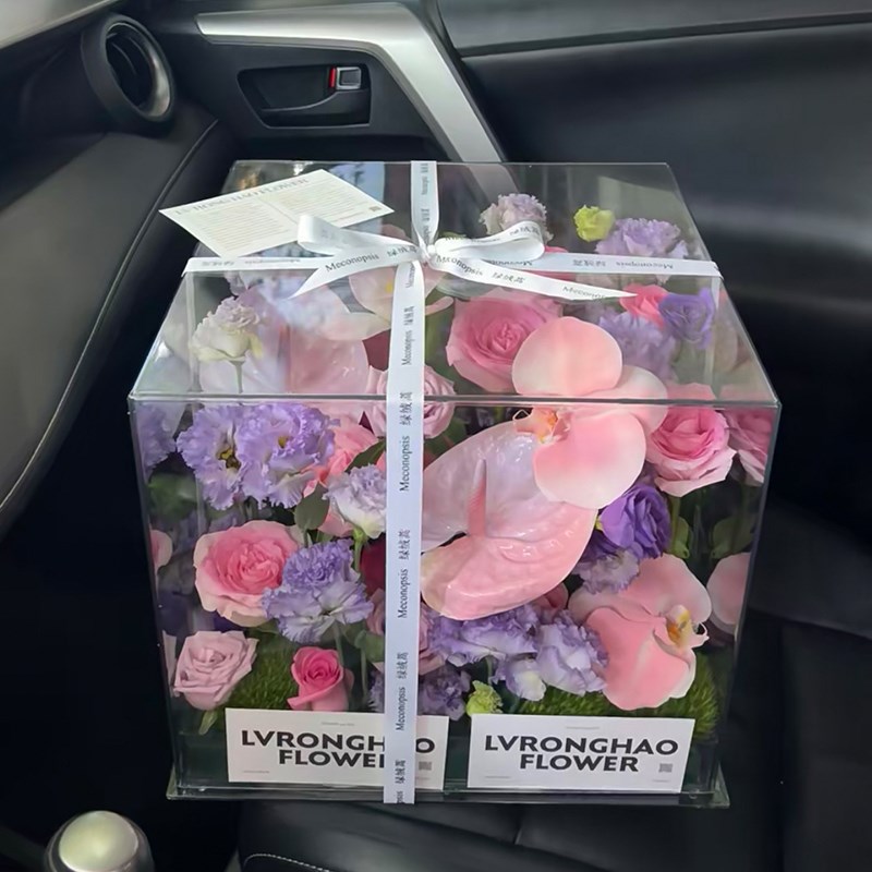 亚克力郁金香花束礼盒成品上海鲜花同城速递配送广州生日送女友