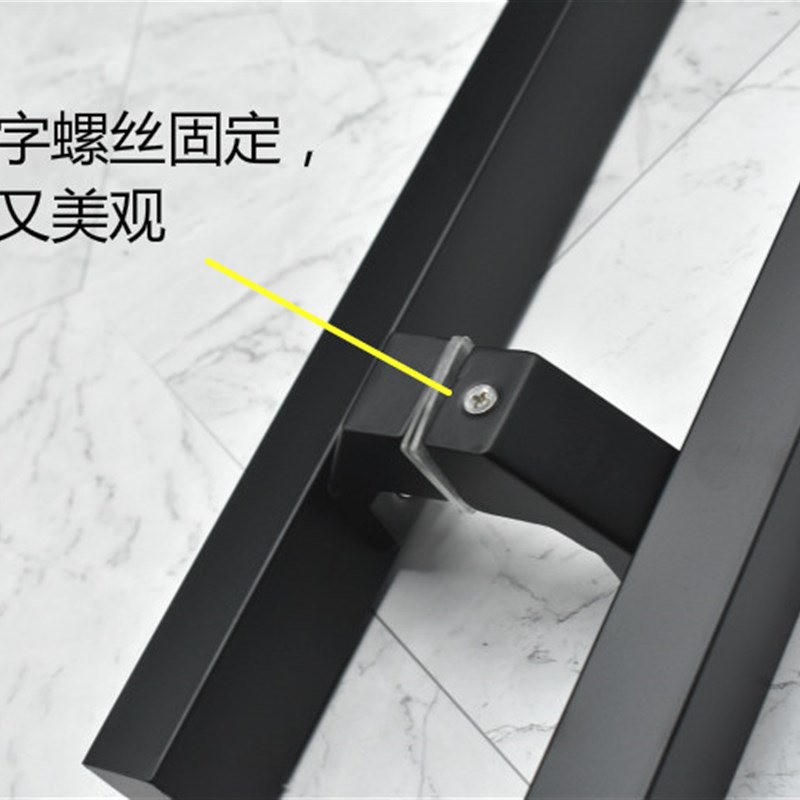 现代简约 不锈钢玻璃推拉门拉手 方管斜脚黑色大门把手 木门拉手