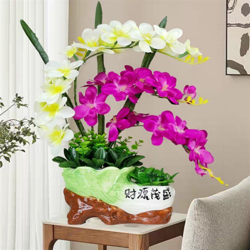 蝴蝶兰红掌仿真花套装客厅花艺绢花假花盆栽餐桌茶几家居装饰摆件