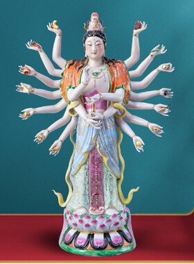 陶瓷坐莲南海观音菩萨佛像客厅家用会所供奉观世音菩萨观音像摆件