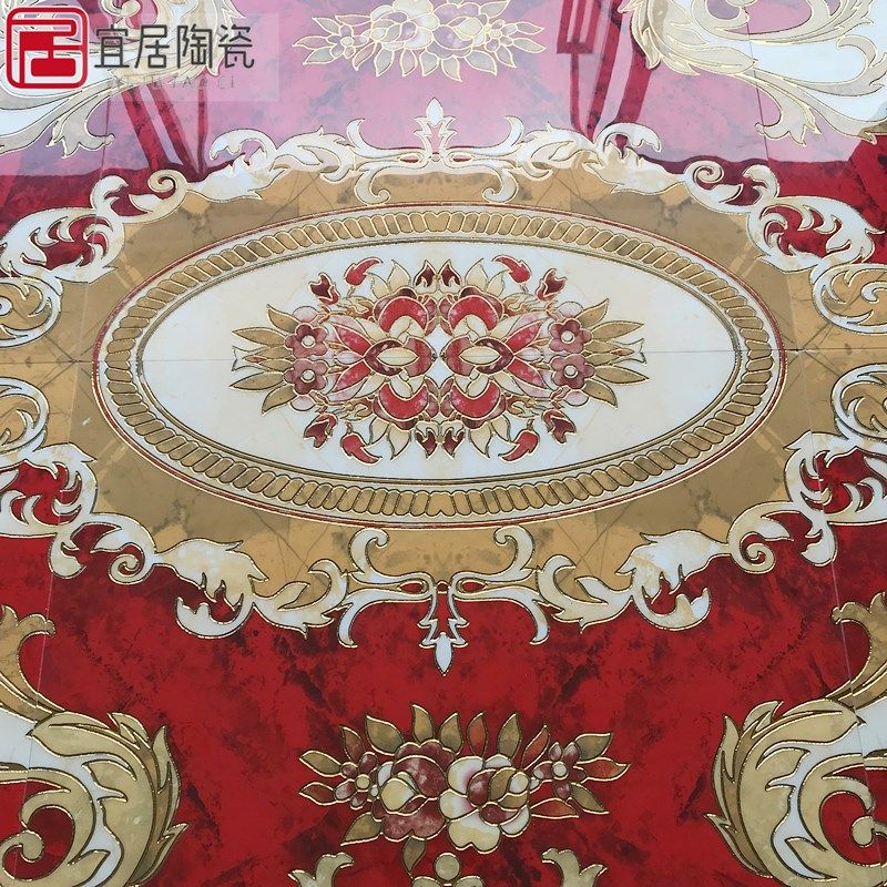 拼花地砖800x800 微晶石抛晶砖客厅饭厅造型拼图入户玄关拼花瓷砖