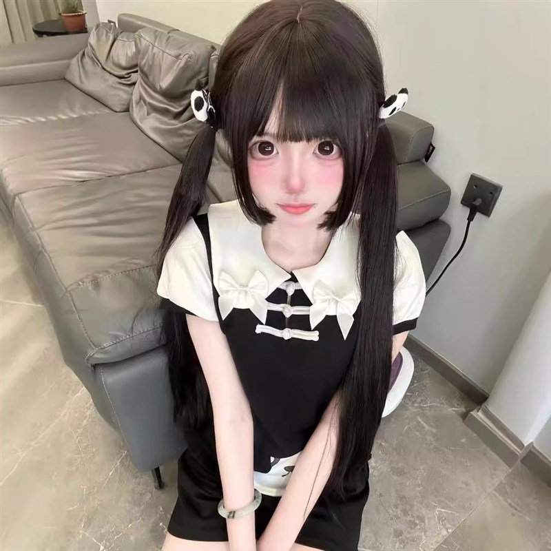 摩卡甜心假发女长发黑棕色Lolita软妹网红日常哑光85cm长直发