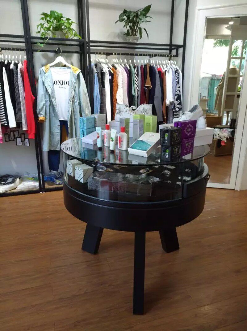 服装店茶几欧式烤漆玻璃手表饰品首饰珠宝圆形中岛展柜展示柜柜台