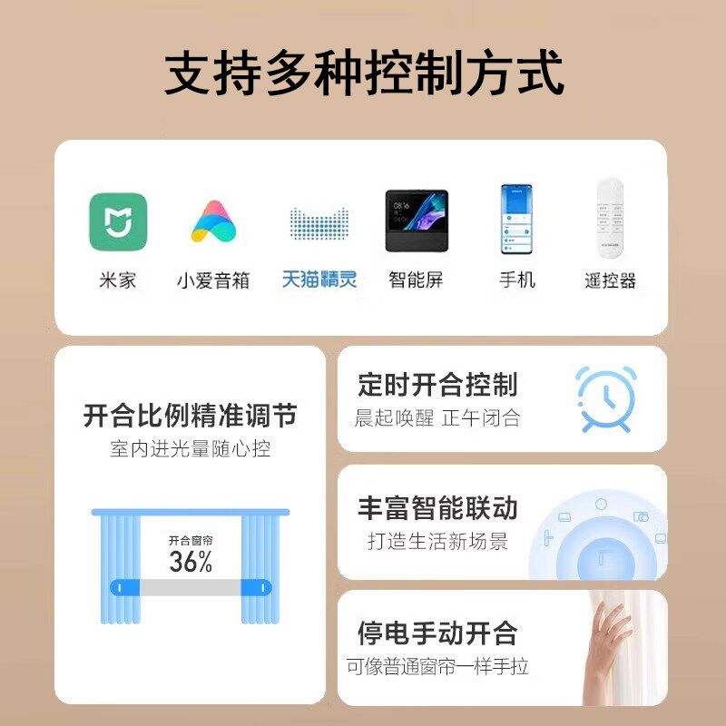 梦之窗隐藏式迷你小电机电动窗帘轨道智能语音静音滑轮铝合金加厚