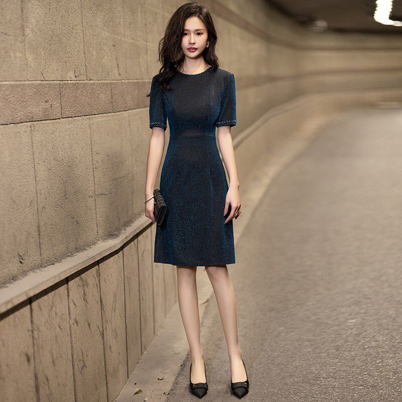 小个子晚礼服女平时可穿正式场合聚会轻奢小众气质高级感主持人裙