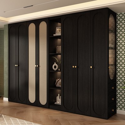 定制ENF级加高到顶2.5-3米大衣柜新款2024年藤编实木家用卧室衣橱