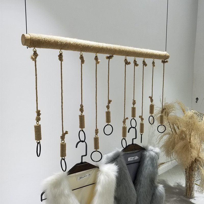 服装店吊环吊钩衣架展示架吊架 麻绳衣架吊挂 女装童装挂衣服架子