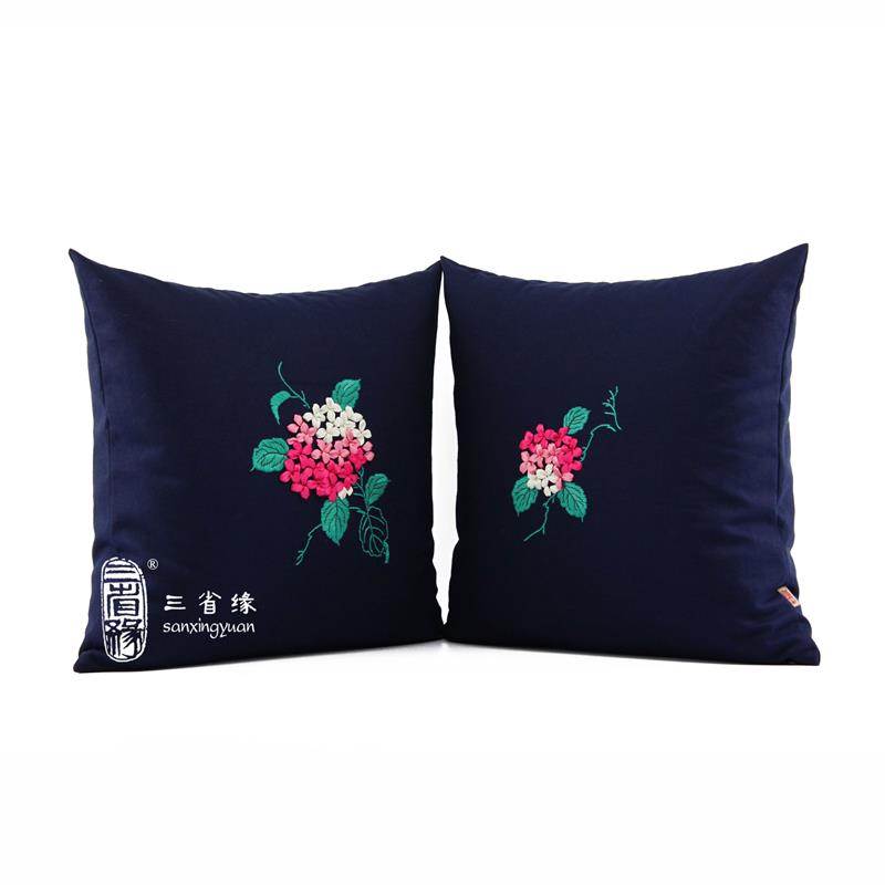 丁香花手工丝带绣抱枕套靠垫居家靠包沙发靠背套午睡枕送枕芯包邮