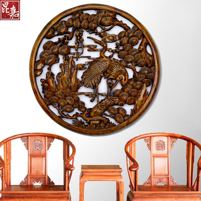 东阳木雕挂件中式仿古客厅玄关背景墙手工雕刻装饰画实木雕刻牡丹