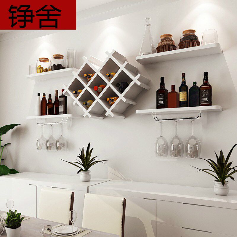 简约新款铮舍酒架壁挂家用倒挂墙上创意置物架餐厅红酒杯架酒柜