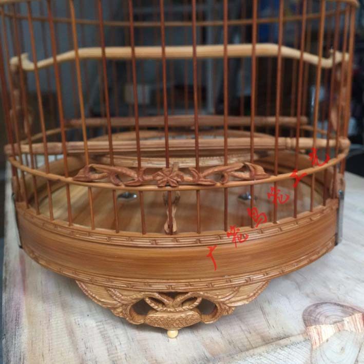 雕花鸟笼竹笼清远广式绣眼笼竹制波笼子万字花广笼金青小黑白燕笼