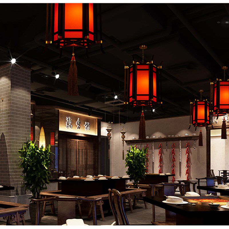 六角宫灯中式庭院古典纯铜片装饰高档酒店餐厅古镇楼阁中国风灯笼