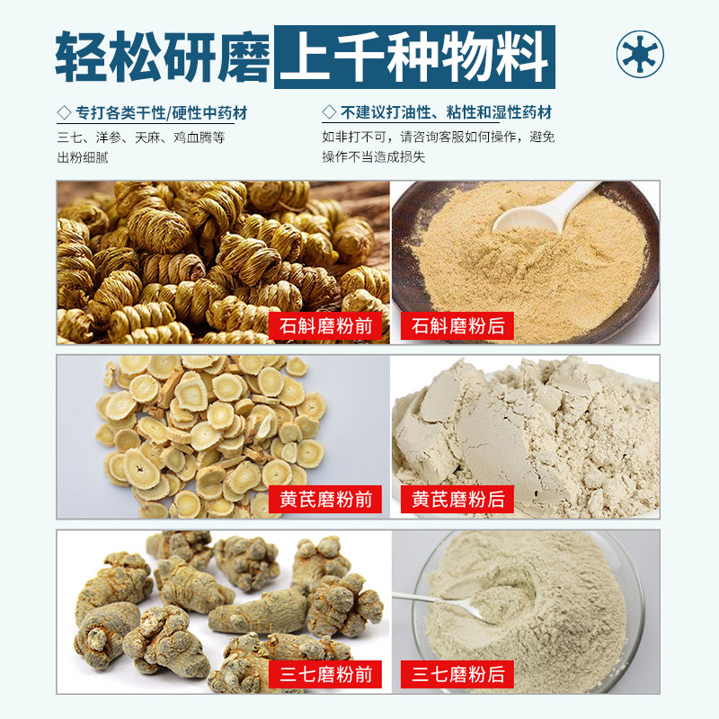 鼎历流水式粉碎机商用打粉机中药材三七超细研磨家用磨粉机不锈钢