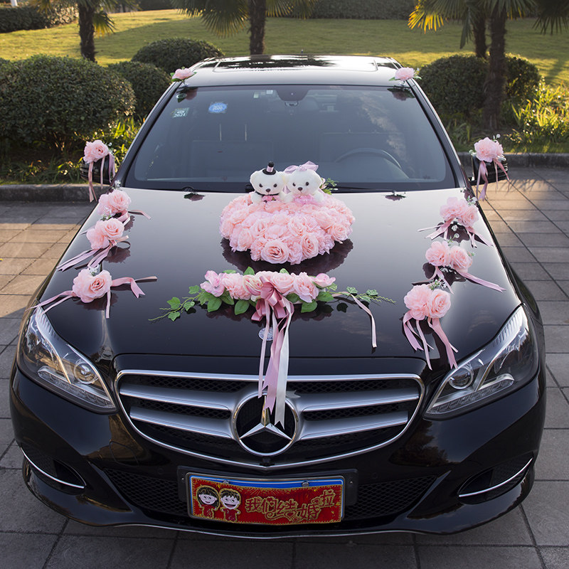 婚车装饰车头花结婚用品婚庆主婚车布置套装创意个性花车车队全套