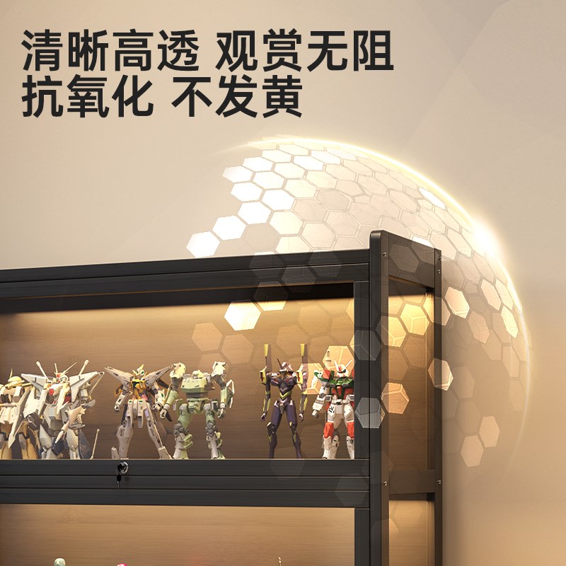 儿童积木收纳玩具柜落地带锁亚克力透明手办展示柜模型陈列置物架