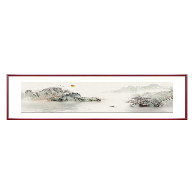 山水画客厅挂画禅意茶室装饰画靠山招财装饰画水墨壁画办公室国画