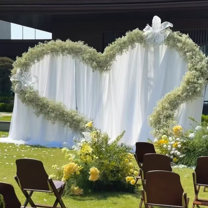 婚庆铁艺双层倾斜爱心支撑架婚礼主背景道具花艺心形求婚背景架子