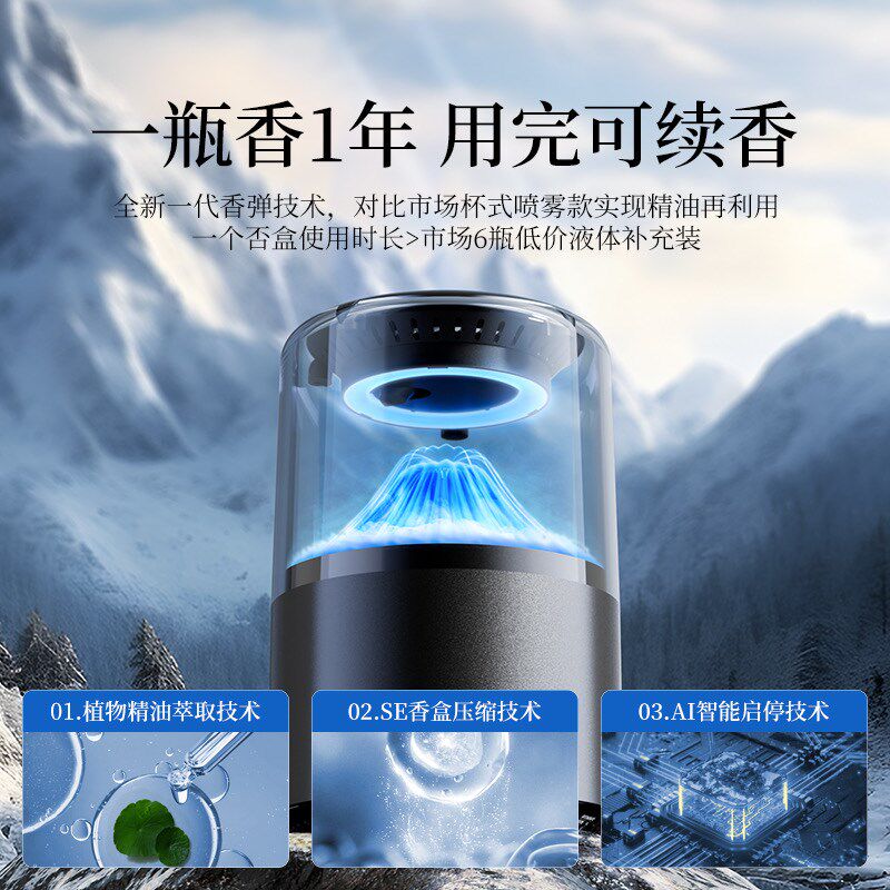 2025新款智能车载空气净化器香薰机汽车内用香氛高级持久留香男士