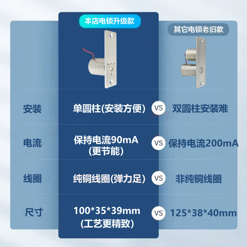 小暗装电插锁玻璃门插销锁木门磁力锁低温电子锁12V遥控刷卡锁
