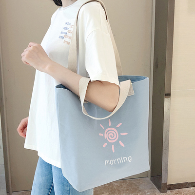 帆布包女2023新款大容量单肩包斜挎托特日系手提袋学生拎书布袋子