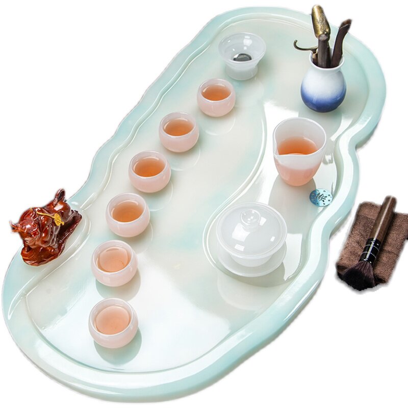 功夫茶具套装家用北欧天然玉石大理石茶盘轻奢现代单独石盘排水管