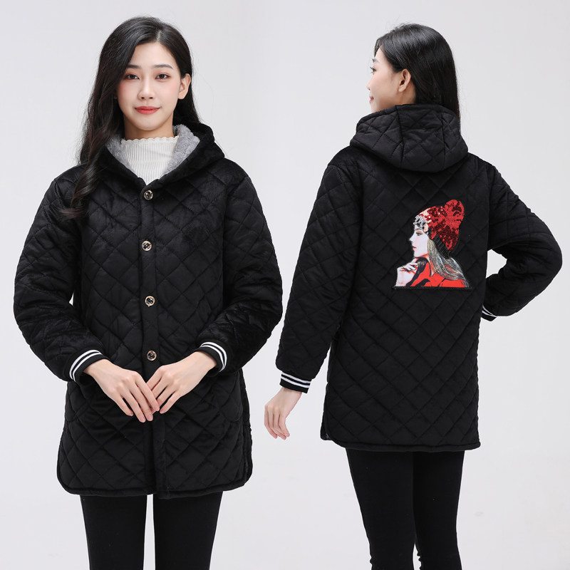 冬季新款加绒加厚女士罩衣保暖工作服时尚棉衣外套小个子韩版围裙
