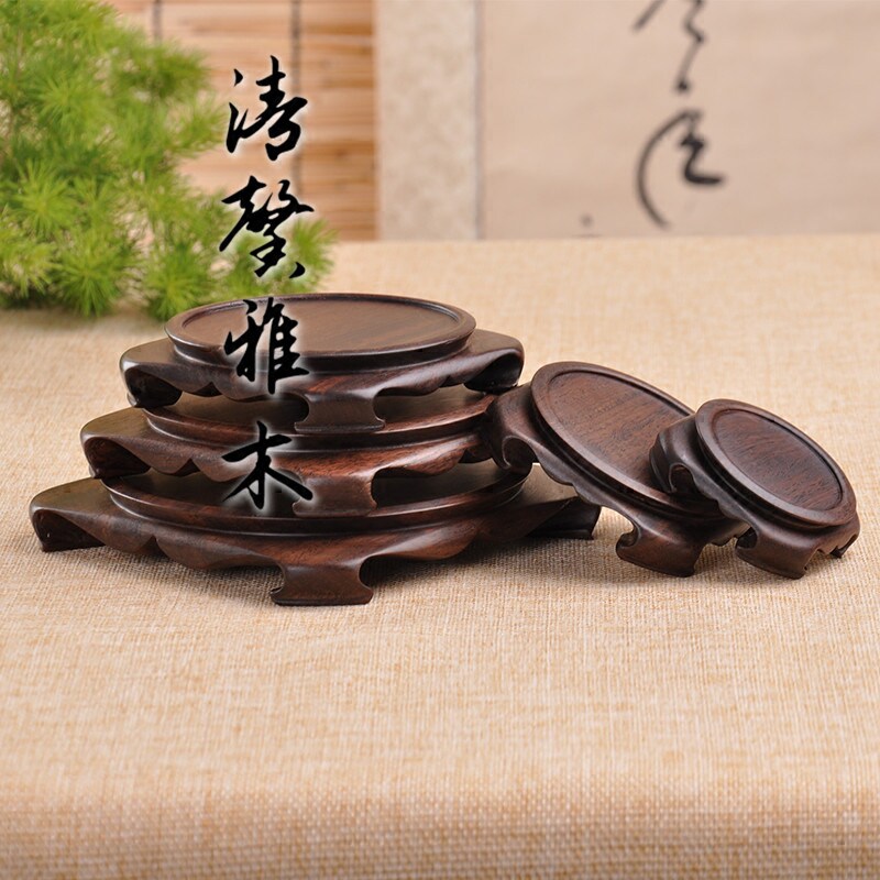 黑檀实木整块木雕刻底座天圆地方花瓶盆景奇石玉器紫砂茶壶底座