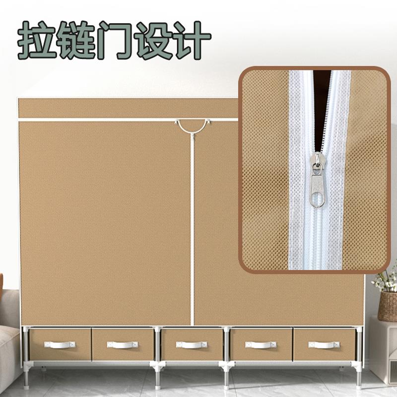 衣柜出租房家用卧室简易布艺衣柜经济型柜子结实耐用钢管收纳衣橱