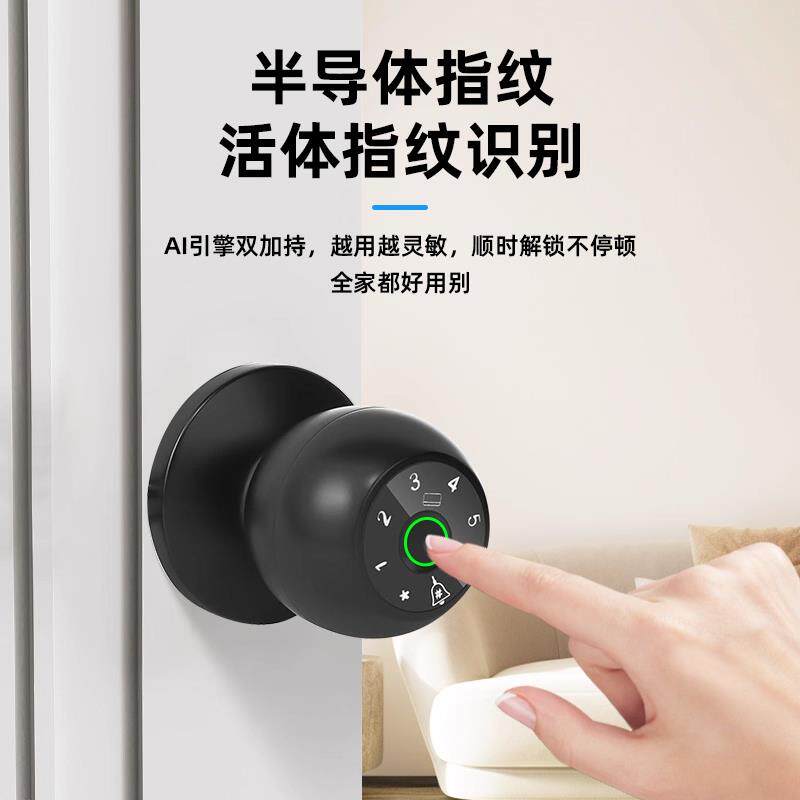 球形密码锁室内指纹锁卧室木门智能锁办公室房间可替换家用电子锁