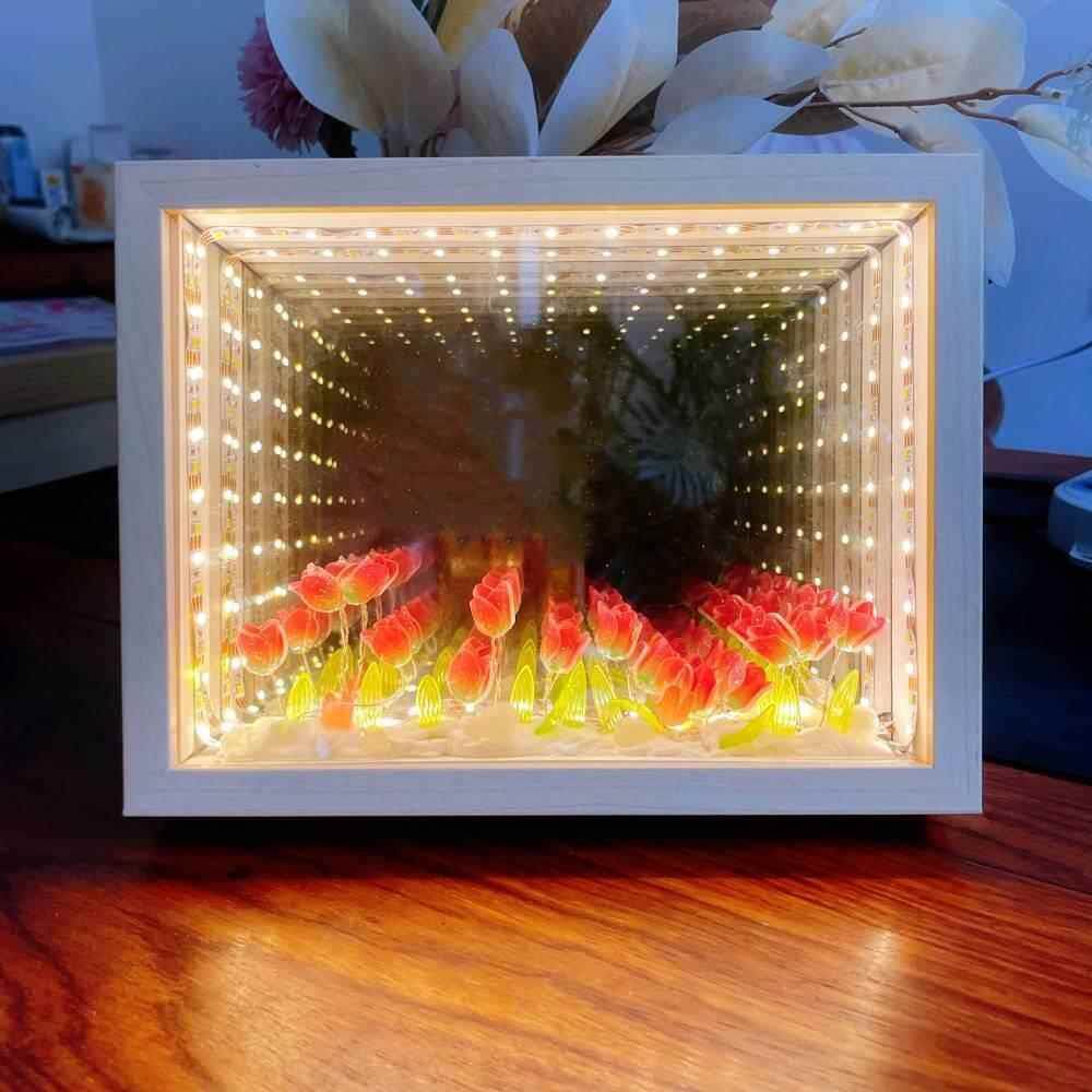 创意立体镜子灯光画深渊镜小夜灯千层镜相框DIY手工礼物材料包