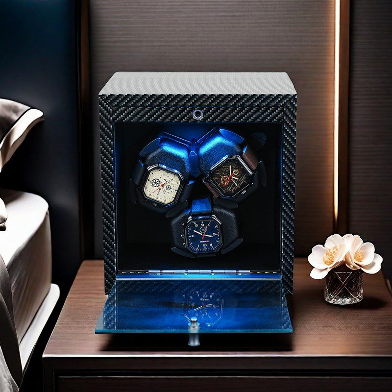 碳纤维烤漆3表位摇表器电动机械手表上链马达盒转表器6表位摇表器