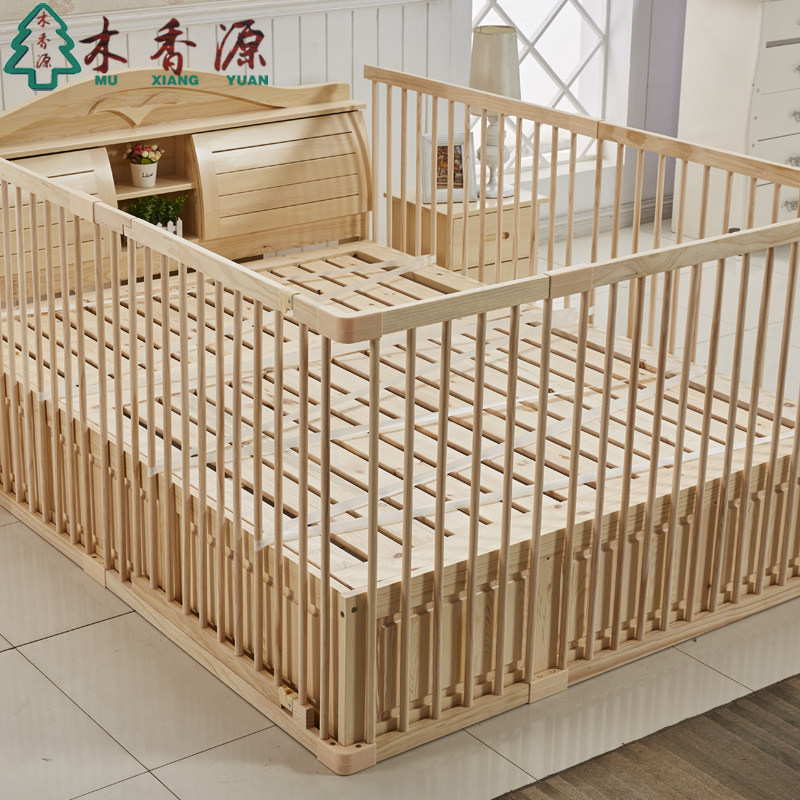 床护栏1.8米2床实木栏杆落地儿童游戏围栏婴儿防掉床加高挡板通用