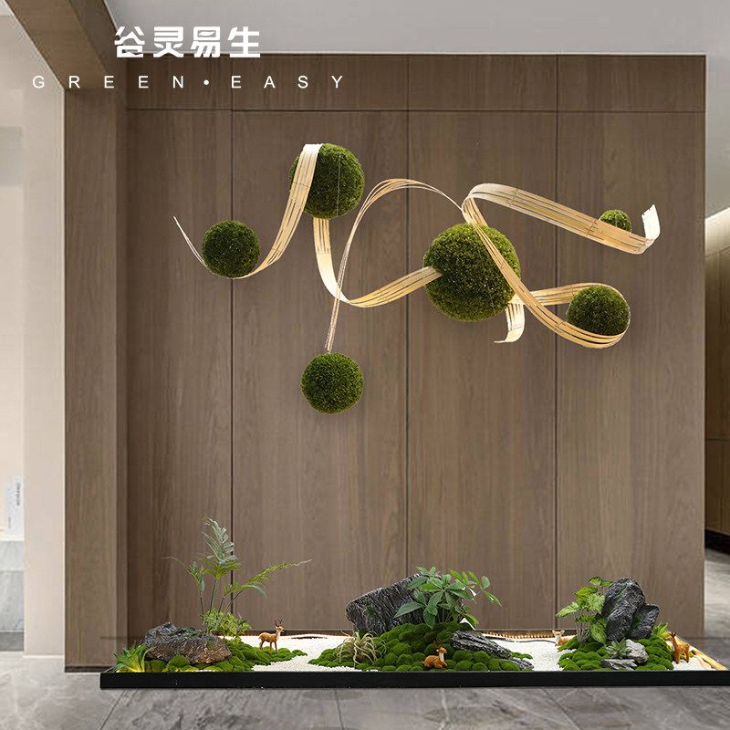 吊顶装饰遮丑挂件球型植物仿真绿植苔藓草球酒店橱窗室内景观造景