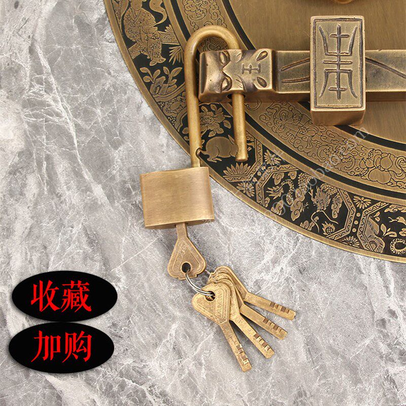 新中式纯铜门栓古建阁楼大门门扣复古全铜门闩门锁仿古加厚铜插销