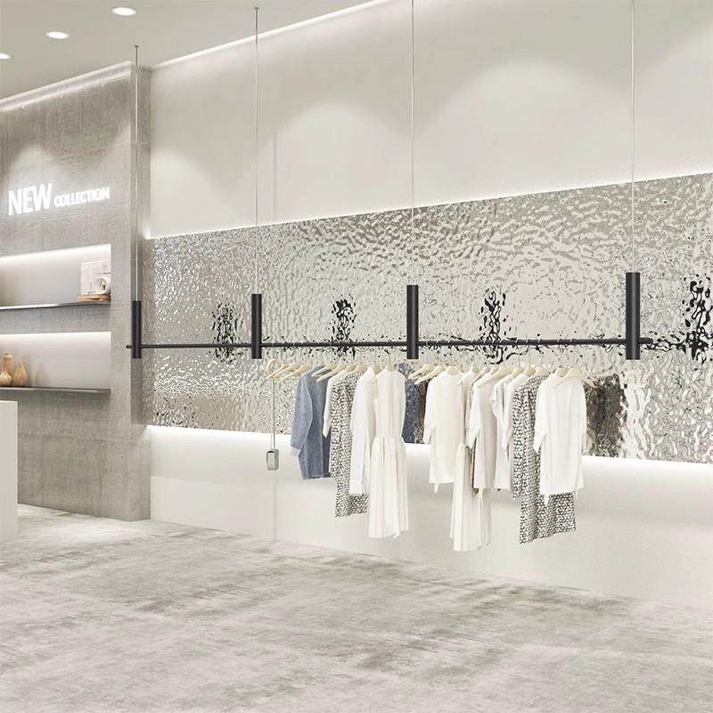 服装店不锈钢悬吊式天花板展示架男女童装挂衣架婚纱架橱窗黑色奶