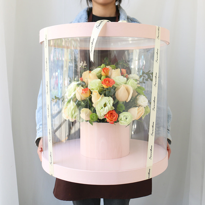 三八妇女节花束北京上海广州深圳生日鲜花速递同城配送玫瑰抱抱桶
