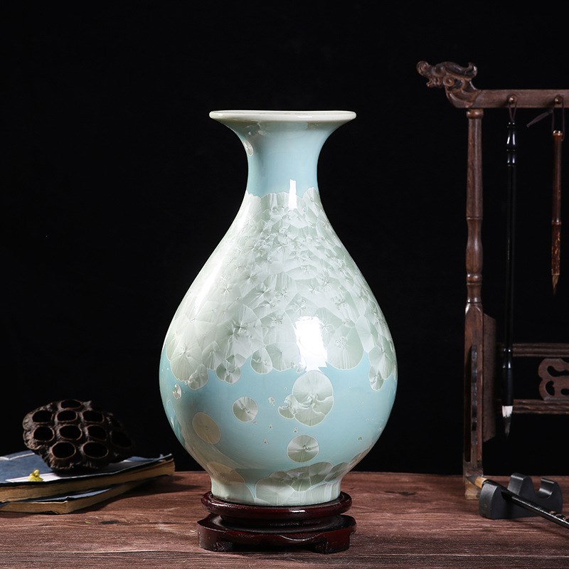 景德镇瓷器装饰花瓶中式结晶釉陶瓷花瓶家居客厅工艺品博古架摆件