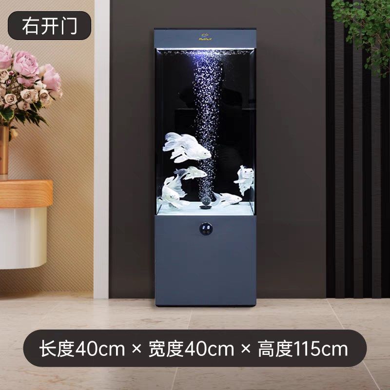 客厅时尚落地款免换水超白玻璃下过滤干湿分离家用养鱼智能鱼缸