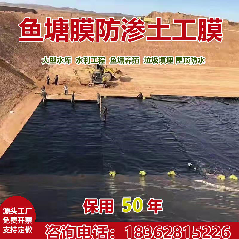 鱼塘防渗防水布水池pe土工膜防漏养殖塑料猪场储水膜护坡有色黑膜