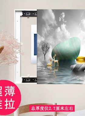 电表箱装饰画竖款现代简约弱电箱空开箱电闸盒遮挡画钢化玻璃超薄