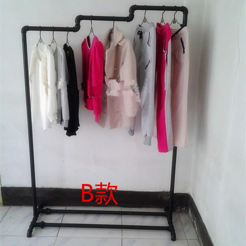 双层落地式展示中岛铁艺陈列服装店家用挂衣服婚纱货架移动带轮子