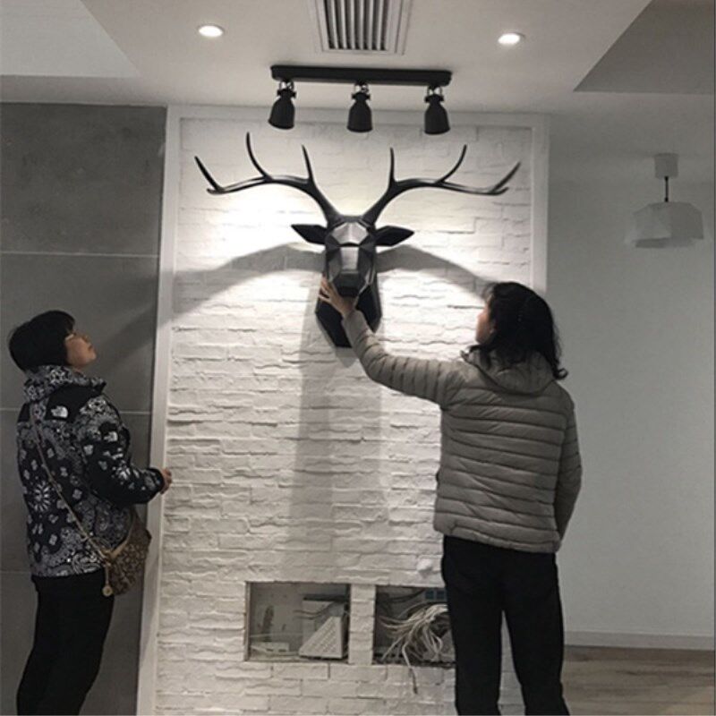 北欧风格招财几何鹿头壁挂家居新房客厅电视背景墙挂件墙面装饰品