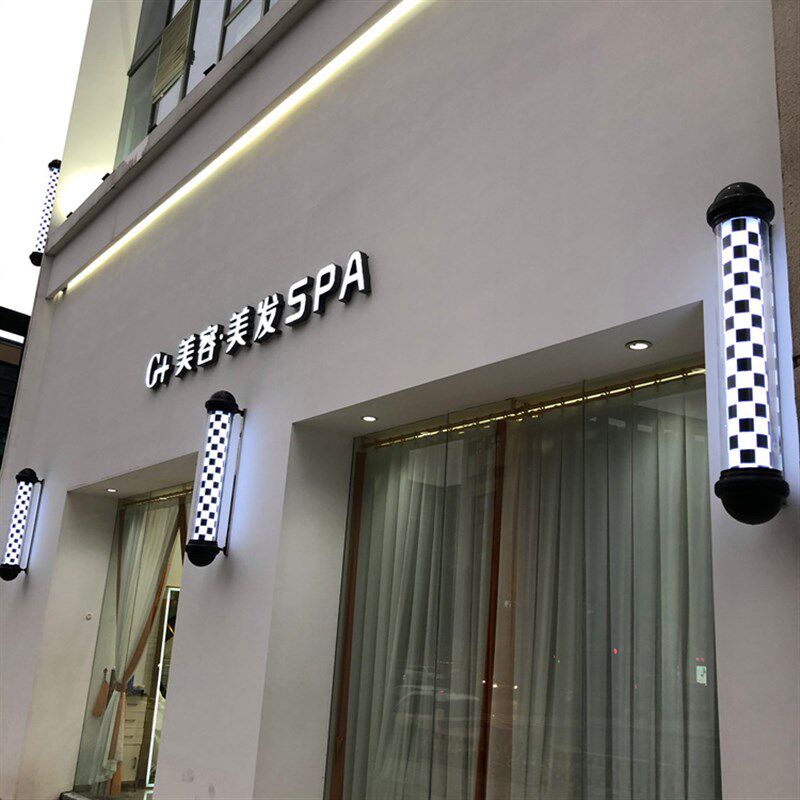 壁挂式外墙防水美发转灯L ED灯炫彩灯高档理发店圆柱形户外广告灯