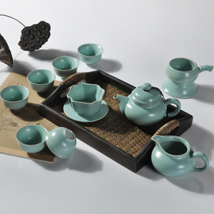 还真汝窑套装家用茶具品茗杯茶杯陶瓷整套汝瓷可养开片功夫茶壶