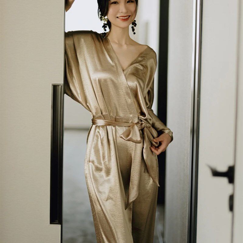 金舒  新中式婚礼晨袍女新娘高级感睡袍结婚敬酒服晨拍礼服订婚裙