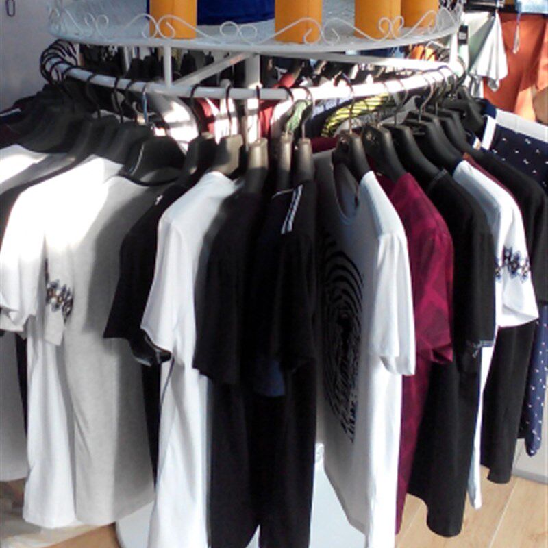 童装店货架服装架圆形旋转中间展示架简约中岛架落地式挂衣服架子