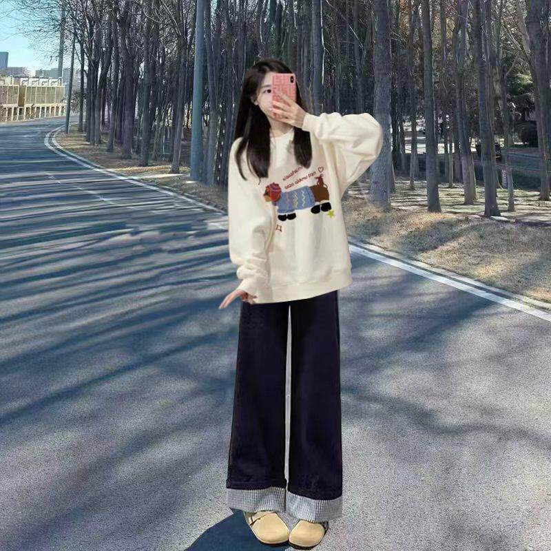孕妇秋冬套装2025新款韩版宽松上衣高级感小个子孕期穿搭加绒卫衣