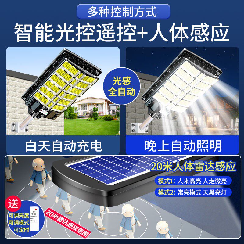 太阳能户外灯家用庭院灯2026新款强光照明灯感应路灯防水院子大灯
