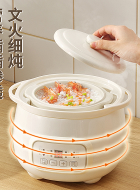 2023新款全自动陶瓷小电炖锅2升1-2人煲汤炖锅煮粥熬粥家用小型