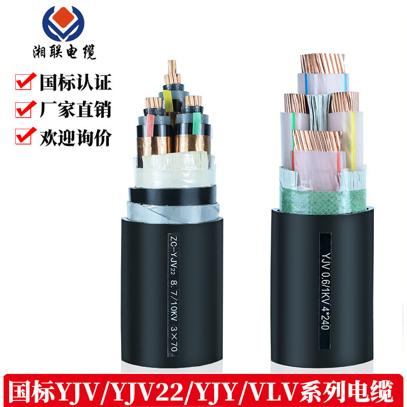 湘联电力电缆线YJV纯铜2/3/4/5芯工程国标10/16/25平方阻燃控制线